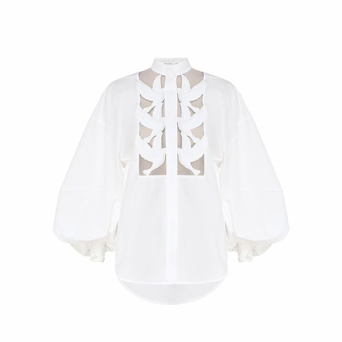 zimmermann luna bird applique cotton blouse ivory